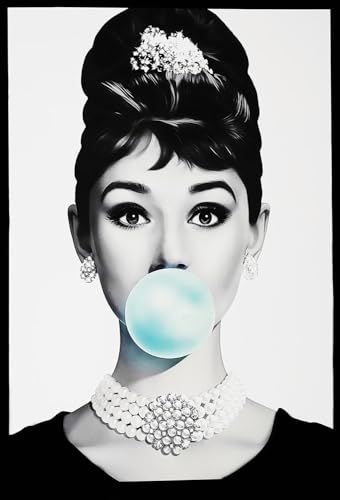 KUSTOM ART Dekoratives Poster Hollywood-Schauspieler Audrey Hepburn Kaugummi Kunstdruck auf beschichtetem Papier 42 x 30 cm Kein Rahmen von KUSTOM ART