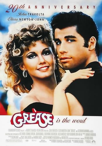 KUSTOM ART Dekoratives Wandposter Serie Poster Klassische Filme Grease mit John Travolta und Olivia Newton John Kunstdruck auf beschichtetem Papier 42 x 30 cm ohne Rahmen von KUSTOM ART