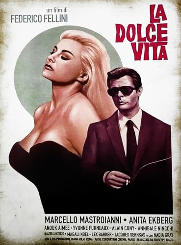 KUSTOM ART Dekoratives Poster für die Wand, Serie Filme, Feiern, das süße Leben mit Marcello Mastroianni und Anita Ekberg, Kunstdruck auf beschichtetem Papier, 40 x 30 cm, ohne Rahmen KUSTOM ART Dekoratives Poster für die Wand, Serie Filme, Feiern, das süße Leben mit Marcello Mastroianni und Anita Ekberg, Kunstdruck auf beschichtetem Papier, 40 x 30 cm, ohne Rahmen von KUSTOM ART