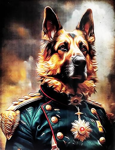 KUSTOM ART Dekoratives Poster für die Wand Serie Aristokatische Tiere Hund Eleganter Deutscher Schäferhund Kunstdruck auf beschichtetem Papier 40x30cm ohne Rahmen von KUSTOM ART