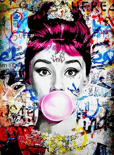 KUSTOM ART Dekoratives Wandposter Audrey Hepburn, Version Pop Art, Kunstdruck auf beschichtetem Papier, 40 x 30 cm, ohne Rahmen von KUSTOM ART