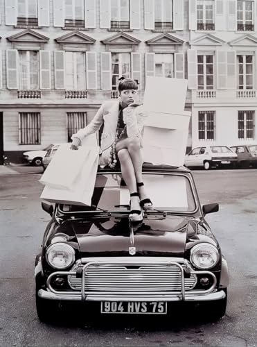 KUSTOM ART Dekoratives Wandposter Mädchen Shopping Mode Schwere über der Maschine Kunstdruck auf beschichtetem Papier 40 x 30 cm ohne Rahmen von KUSTOM ART