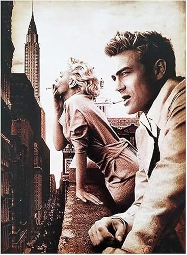 KUSTOM ART Dekoratives Wandposter Marilyn Monroe und James Dean, Kunstdruck auf beschichtetem Papier, Vintage-Stil, 40 x 30 cm, ohne Rahmen von KUSTOM ART