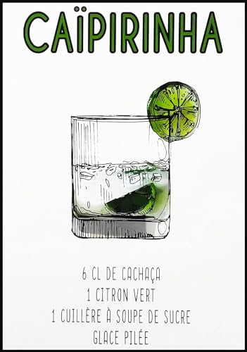 KUSTOM ART Dekoratives Wandposter Serie Aperitivi & Cocktail Caipirinha Kunstdruck auf beschichtetem Papier 42 x 30 cm ohne Rahmen von KUSTOM ART