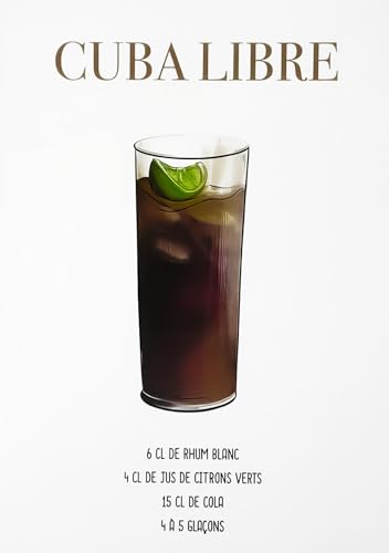 KUSTOM ART Dekoratives Wandposter Serie Aperitivi & Cocktail Cuba Libre Kunstdruck auf beschichtetem Papier 42 x 30 cm ohne Rahmen von KUSTOM ART