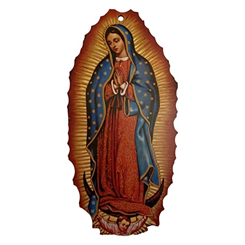 KUSTOM ART Geformtes Bild im Vintage-Stil, Madonna von Guadalupe, Druck auf Holzfaserplatte HDF 29 x 14 cm. von KUSTOM ART