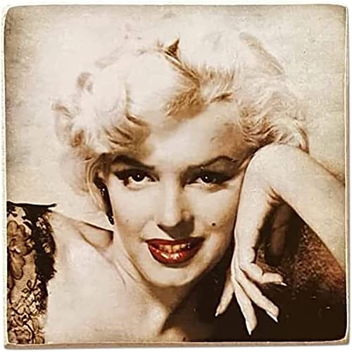 KUSTOM ART Magnet (Magnet) Serie Berühmte Schauspieler Marilyn Monroe Vintage-Stil aus Kollektion, Druck auf Holz 8 x 8 cm von KUSTOM ART
