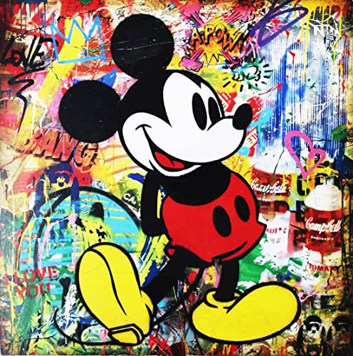 KUSTOM ART Magnet (Magnet) Serie Figuren Disney Mickey Maus im Vintage-Stil, Kollektion, Druck auf Holz, 8 x 8 cm von KUSTOM ART