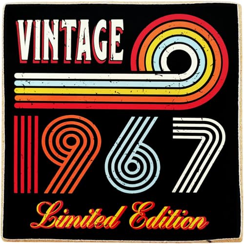 KUSTOM ART Magnet (Magnet) Serie Jahres Vintage (1967) Druck auf Holz 8 x 8 cm eine nette Geschenkidee zum Geburtstag oder für andere Veranstaltungen im Zusammenhang mit dem Geburtsjahr oder Alter von KUSTOM ART