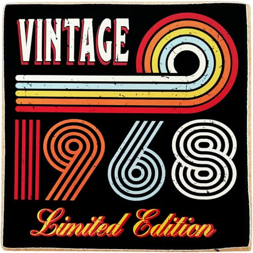 KUSTOM ART Magnet (Magnet) Serie Jahres Vintage (1968) Druck auf Holz 8 x 8 cm eine nette Geschenkidee zum Geburtstag oder für andere Veranstaltungen im Zusammenhang mit dem Geburtsjahr oder Alter von KUSTOM ART