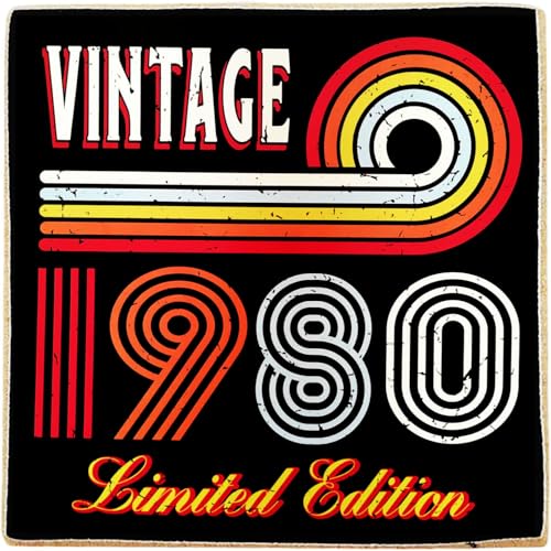 KUSTOM ART Magnet (Magnet) Serie Jahres Vintage (1980) Druck auf Holz 8 x 8 cm eine nette Geschenkidee zum Geburtstag oder für andere Veranstaltungen im Zusammenhang mit dem Geburtsjahr oder Alter von KUSTOM ART
