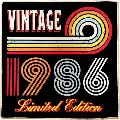 KUSTOM ART Magnet (Magnet) Serie Jahres Vintage (1986) Druck auf Holz 8 x 8 cm eine nette Geschenkidee zum Geburtstag oder für andere Veranstaltungen im Zusammenhang mit dem Geburtsjahr oder Alter von KUSTOM ART