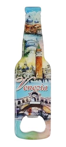 KUSTOM ART Magnet Korkenzieher Flaschenöffner für Kühlschrank Italien Venedig Rialtobrücke K großer Magnet aus Metall Souvenir Sammlerstück 13 x 4 cm P-128-2 von KUSTOM ART