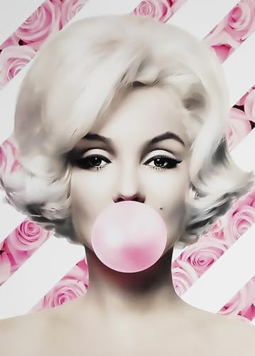 KUSTOM ART Marilyn Monroe Chewin-gum Poster Hollywood-Schauspieler Rosa ungerahmt Kunstdruck auf beschichtetem Papier, 42 x 30 cm von KUSTOM ART