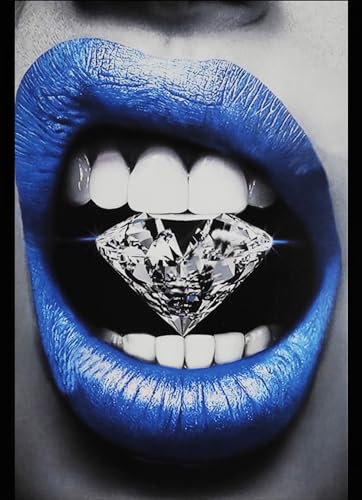 KUSTOM ART Pop Art Wandposter Lippen und Diamant Kunstdruck auf beschichtetem Papier 42 x 30 cm Kein Rahmen von KUSTOM ART