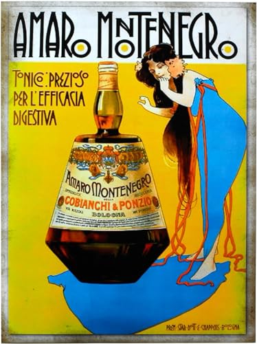 KUSTOM ART Poster Serie Werbung Retro Vintage Amaro Montenegro Rahmenlos Kunstdruck Beschichtetes Papier, 40 x 30 cm von KUSTOM ART