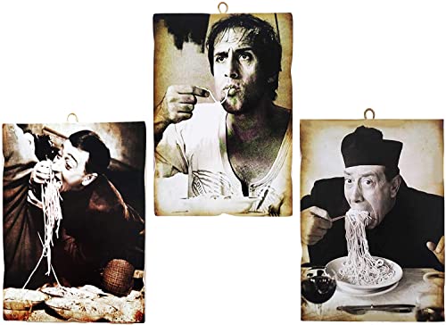 KUSTOM ART Set mit 3 Bildern, Vintage-Stil, berühmte Schauspieler, Totò, Celentano, Don Camillo, Druck auf Holz, 18 x 25 cm, für Möbel, Restaurant, Pizzeria Bar Hotel. von KUSTOM ART
