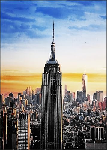 KUSTOM ART Wand- oder Tischbild Serie Bilder Metropole New York Empire State Building Druck auf Holz 30 x 21 cm von KUSTOM ART