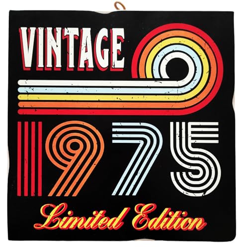 KUSTOM ART Wandbild, Serie Geburtsjahr 1975, Druck auf Holz, 23 x 23 cm. Eine lustige Geschenkidee zum Geburtstag oder für andere Veranstaltungen im Zusammenhang mit dem Geburtsjahr oder dem Alter von KUSTOM ART