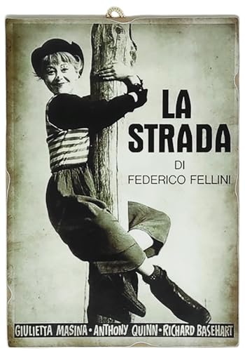 KUSTOM ART Wandbild, Serie Poster, Filme, Feiern, die Straße Federico Fellini, Druck auf Holz, 25 x 18 cm. von KUSTOM ART