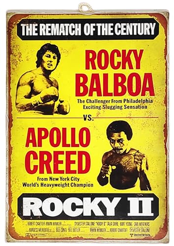KUSTOM ART Wandbild Serie Poster Film Celebri Rocky II (Stallone) Druck auf Holz 25 x 18 cm. von KUSTOM ART