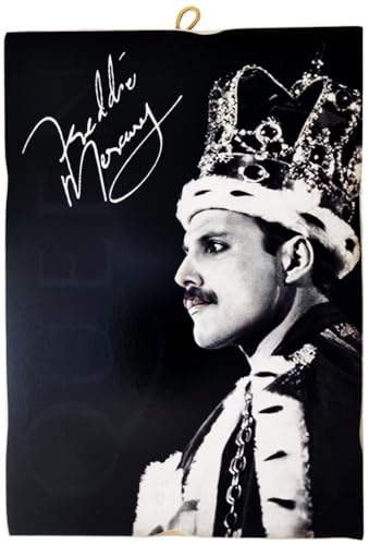 KUSTOM ART Wandbild Serie Sänger Freddie Promis Mercury mit Krone Druck auf Holz 25 x 18 cm von KUSTOM ART