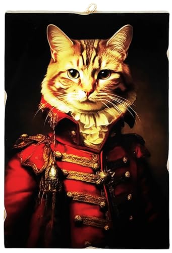 KUSTOM ART Wandbild Serie Tiere Aristokratische Katze in großer Uniform Druck auf Holz 25 x 18 cm. von KUSTOM ART