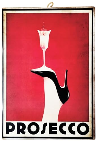 KUSTOM ART Wandbild Serie Werbung Getränke Prosecco Druck auf Holz 25 x 18 cm von KUSTOM ART