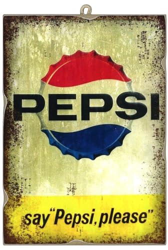 KUSTOM ART Wandbild im Vintage-Stil, Serie Werbung Retro' Vintage Pepsi Druck auf Holz, 25 x 18 cm. von KUSTOM ART