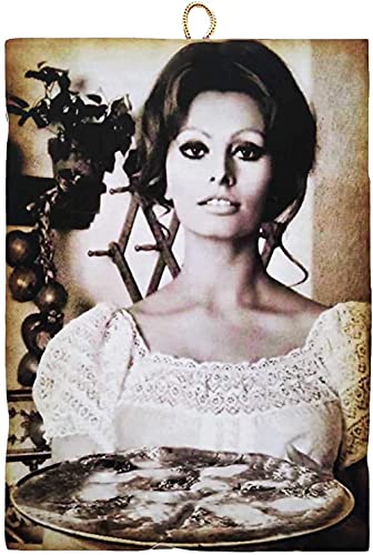 Kustom Art Bild im Vintage-Stil, Sofia Loren Pizza, Druck auf Holz, für Restaurant, Pizzeria, Bar, Hotel, verschiedene Größen (groß 40 x 30 cm) von KUSTOM ART