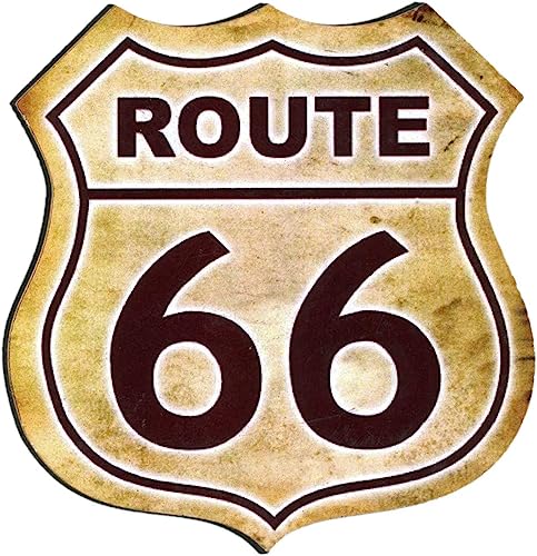 Magnet Route 66 im Vintage-Stil für Kühlschrank, Garage, Bar, Druck auf Holz von KUSTOM ART