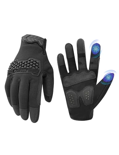 KUTOOK Schutzhandschuhe Schnittfeste Stichfeste Handschuhe Arbeitshandschuhe Schnittschutzhandschuhe Kettensäge Schweißerhandschuhe Schwarz XL von KUTOOK