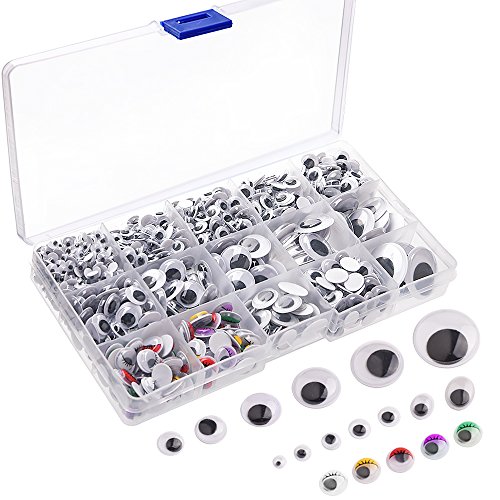 KUUQA 1200 Stücke Kunststoff Selbstklebend Puppe Augen Wiggle Glubschaugen Wackelaugen für DIY Scrapbooking Handwerk Spielzeug Zubehör (Verschiedene Größen) von KUUQA