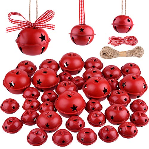 KUUQA 36 STK. Weihnachten Jingle Bells Craft Bells Weihnachtsglocken mit Stern für Weihnachtsfeier Weihnachtsbaumkranz Ornamente Urlaub DIY Dekorationen von KUUQA