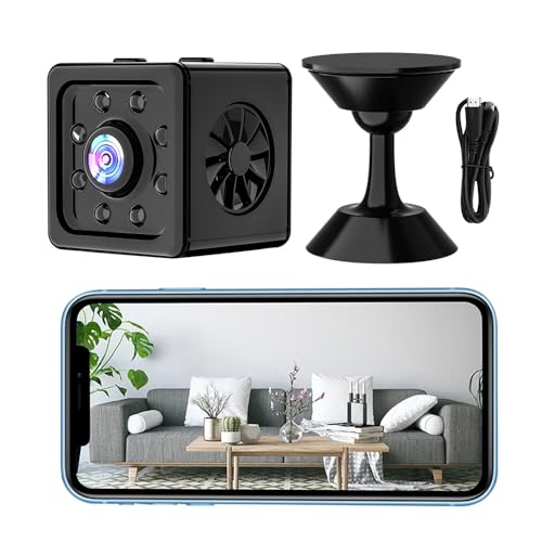 KUWUNG Mini Kamera WLAN, 1080p WLAN Überwachungskamera Innen Mini, Handy App für Micro Camera Indoor, Klein Innenkamera Überwachung mit Infrarot-Nachtsicht, Indoor Sicherheitskamera von KUWUNG