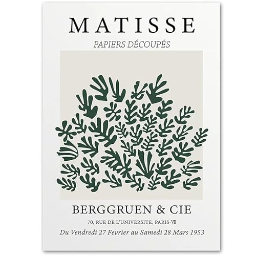 KUYATE Matisse Poster und Drucke Abstrakte kleine Korallenblätter Wandkunst Retro Leinwand Gemälde für Wohnzimmer Interieur Dekor Bilder 40x60cmx1 Kein Rahmen von KUYATE