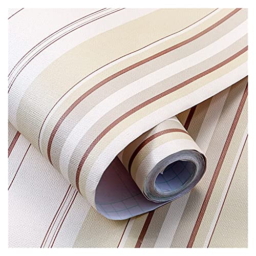 KUYUC Tapete Selbstklebefolie PVC Streifen, Verdickte Wasserfest Selbstklebende Klebefolie, Self Adhesive Dekofolie für Wohnzimmer Schrankaufkleber (Color : Brown, Size : 60cmx10m/23inchx33ft) von KUYUC