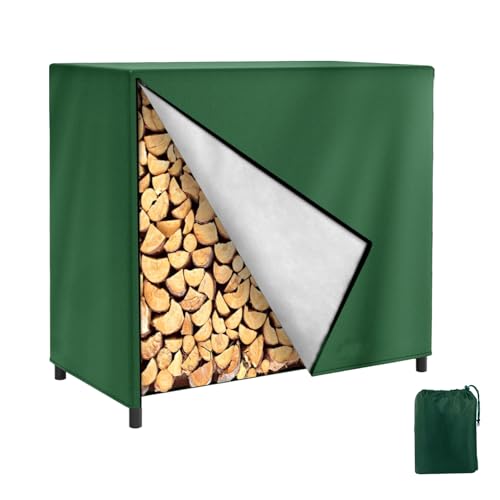 KUZRZNH Brennholzabdeckung Kaminholzregal Abdeckung wasserdicht 300D Oxford Holzabdeckung Brennholz Lagerung Abdeckung 110X60X120CM Grün Brennholzregalabdeckung wetterfest UV-Schutz von KUZRZNH