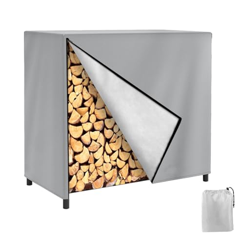 KUZRZNH Brennholzabdeckung Kaminholzregal Abdeckung wasserdicht 300D Oxford Holzabdeckung Brennholz Lagerung Abdeckung 220X60X110CM Silber Brennholzregalabdeckung wetterfest UV-Schutz von KUZRZNH