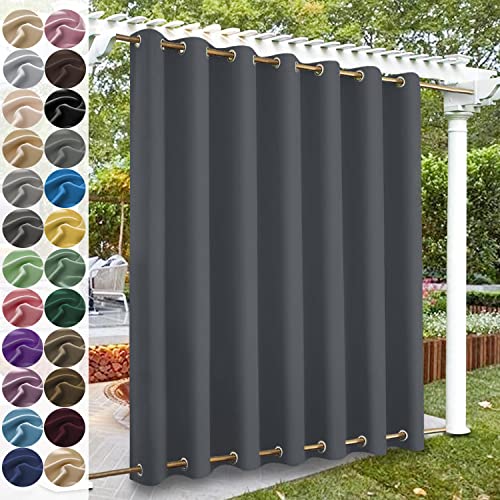 KUZRZNH Outdoor Vorhänge, Outdoorvorhänge mit ösen Oben und unten, Wasserdicht Wetterfest Vorhang Sonnenschutz Sichtschutz Gardine für Außen Terrasse Balkon Vorhalle,Asche,1 Stück|304x213CM(BxH) von KUZRZNH