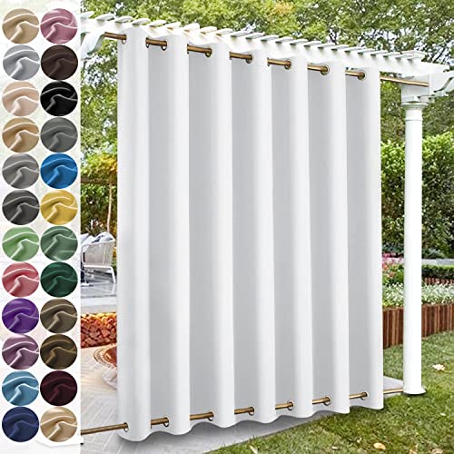KUZRZNH Outdoor Vorhänge, Outdoorvorhänge mit ösen Oben und unten, Wasserdicht Wetterfest Vorhang Sonnenschutz Sichtschutz Gardine für Außen Terrasse Balkon Vorhalle,Weiß,1 Stück|155x213CM(BxH) von KUZRZNH