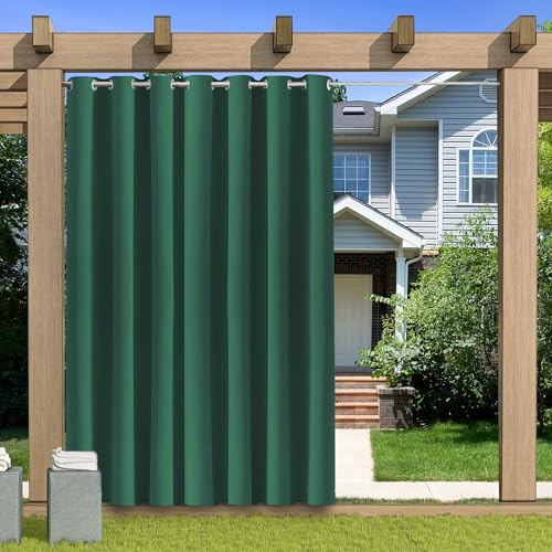 KUZRZNH Outdoor Vorhang Blickdicht Wasserdicht Wetterfest Blackout Outdoorvorhänge mit ösen, Sichtschutz Sonnenschutz Gardine/Vorhänge for Patio Balkon Pavillon,Dunkelgrün,1 Stück|213x241CM(BxH) von KUZRZNH