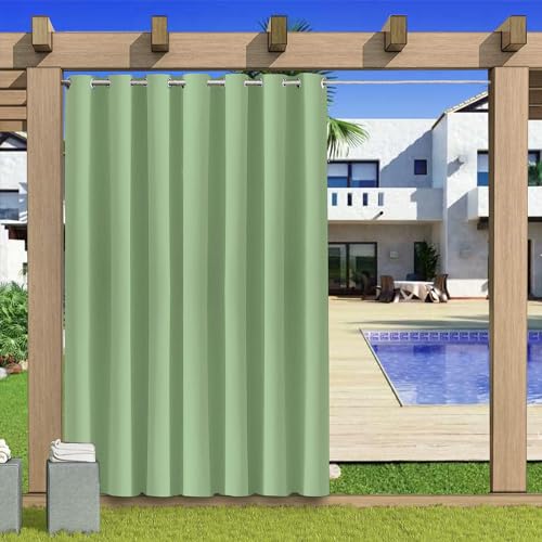 KUZRZNH Outdoor Vorhang Blickdicht Wasserdicht Wetterfest Blackout Outdoorvorhänge mit ösen, Sichtschutz Sonnenschutz Gardine/Vorhänge for Patio Balkon Pavillon,Obst Grün,1 Stück|213x213CM(BxH) von KUZRZNH