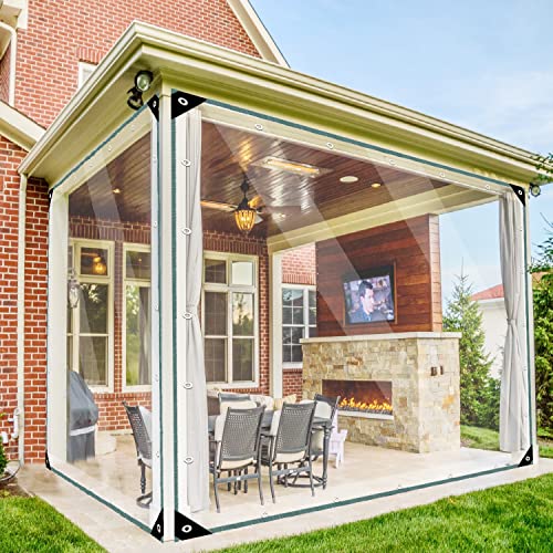 KUZRZNH Transparente Plane -150x360CM Abdeckplane Wasserdicht aus 420g/m² PVC Material, Mit öSen, Verstärkte Ecken, 0.35mm Wetterfeste Abdeckplane für Gartenmöbel, Grill, Pflanzendach, Regenschutz von KUZRZNH