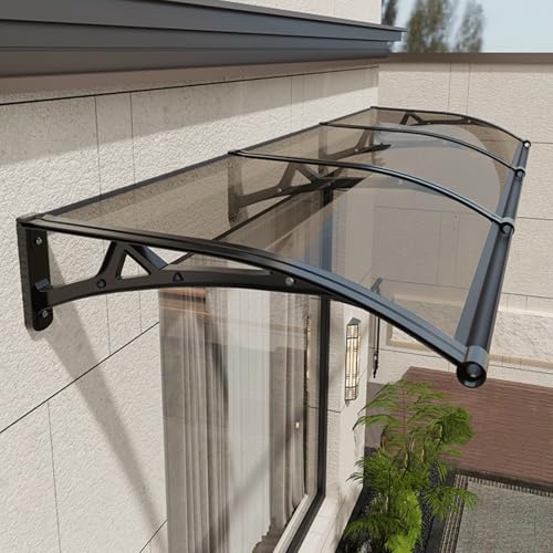 KUZRZNH Vordach für Haustür Überdachung 60x200cm Fenstermarkisen außen mit Aluminium Halterung Regen- und Schneeschutz langlebiges Polycarbonat Vordach für Balkon UV Garage Braun KUZRZNH Vordach für Haustür Überdachung 60x200cm Fenstermarkisen außen mit Aluminium Halterung Regen- und Schneeschutz langlebiges Polycarbonat Vordach für Balkon UV Garage Braun von KUZRZNH