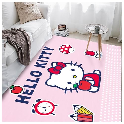 3D-Druck Cartoon Anime Hello Kitty Kinder Teppich Fußmatte Fußmatte Boden Schlafzimmer Wohnzimmer Outdoor rutschfeste Cartoon Anime Geschenk Mann Frau, 80x120cm/31x47in von KUentz