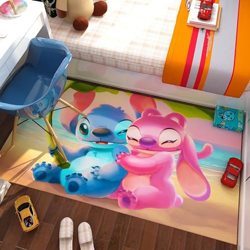 Anime Stitch 3D-Druck-Teppiche Für Jungen Und Mädchen, Cartoon Kinder Schlafzimmer Spielen Bodenmatte Wohnzimmer Teppiche Für Kinder Im Freien Jungen Teppiche 60x90cm von KUentz