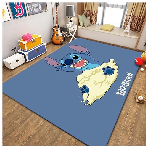 Cartoon Große 3D Teppichkinder Kinder Schlafzimmer Bereich Teppiche, Anime Stitch Pattern Teppiche Für Wohnzimmer, Schlafzimmer Usw (Color : 01, Größe : 120x160cm) von KUentz