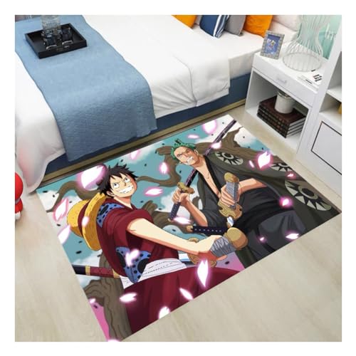 Cartoon Teppich One Piece Schlafzimmer Nachttür Matte Wohnzimmer Teppich, Anime Area Teppich Kinder Teppich Für Kinderzimmer, Wohnzimmer, Fußmatte (Color : D, Größe : 60x90cm) von KUentz