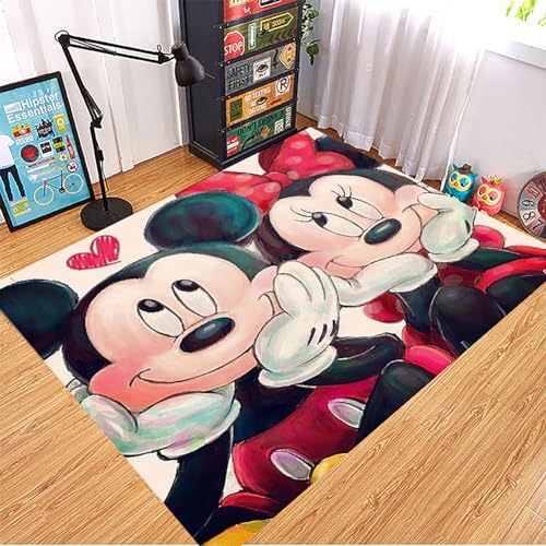 KUentz 3D-Cartoon Mickey Und Minnie Vorleger, Schlafzimmerteppich, Schlafzimmer-Nachtteppiche, Große Teppiche Für Flanellmaterial, Leicht Zu Reinigen, 50x80cm von KUentz